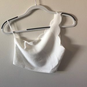 White one shoulder crop top